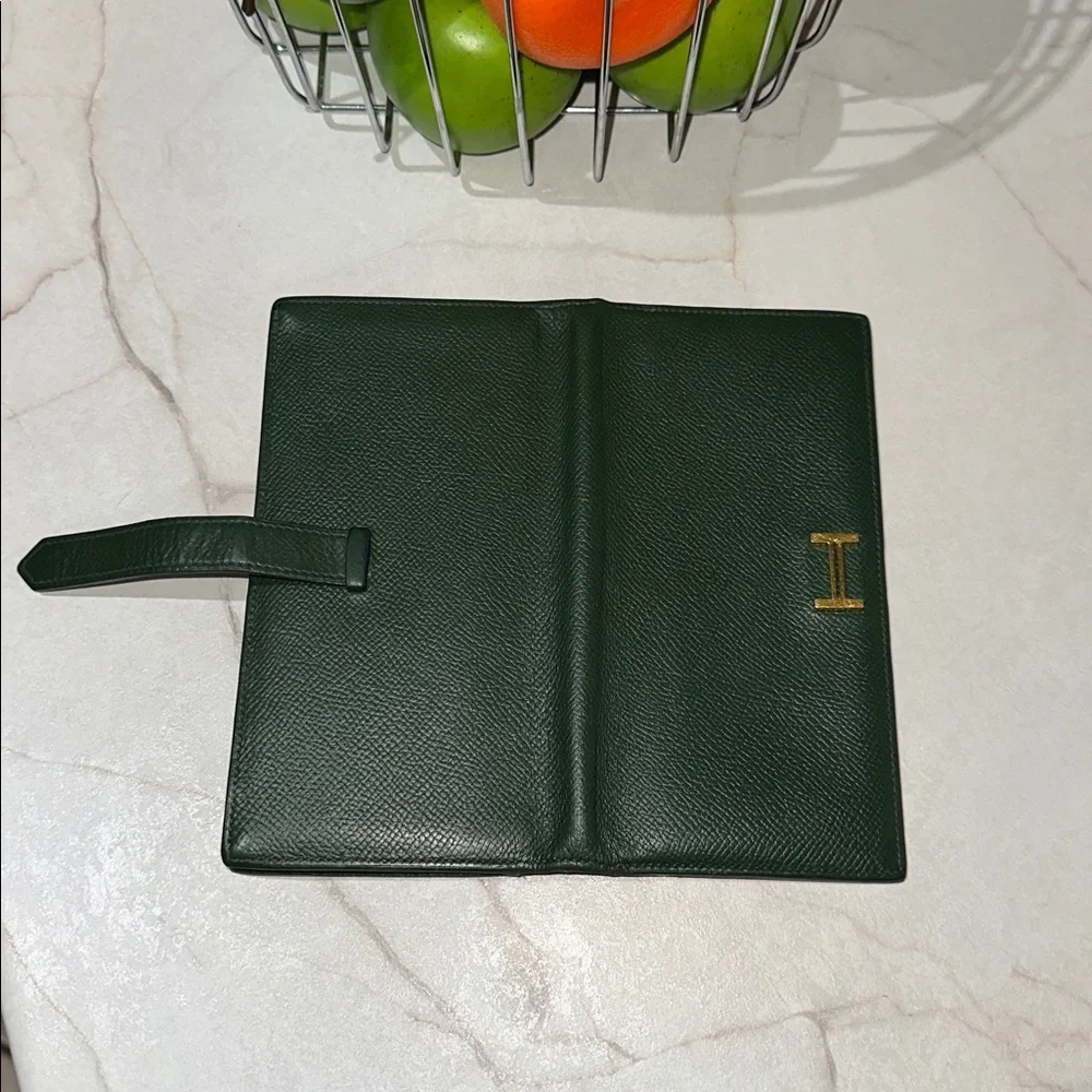 ⭐️Authentic Hermes Bearn Kelly Green Leather Wallet Gold HW - Picture 12 of 14